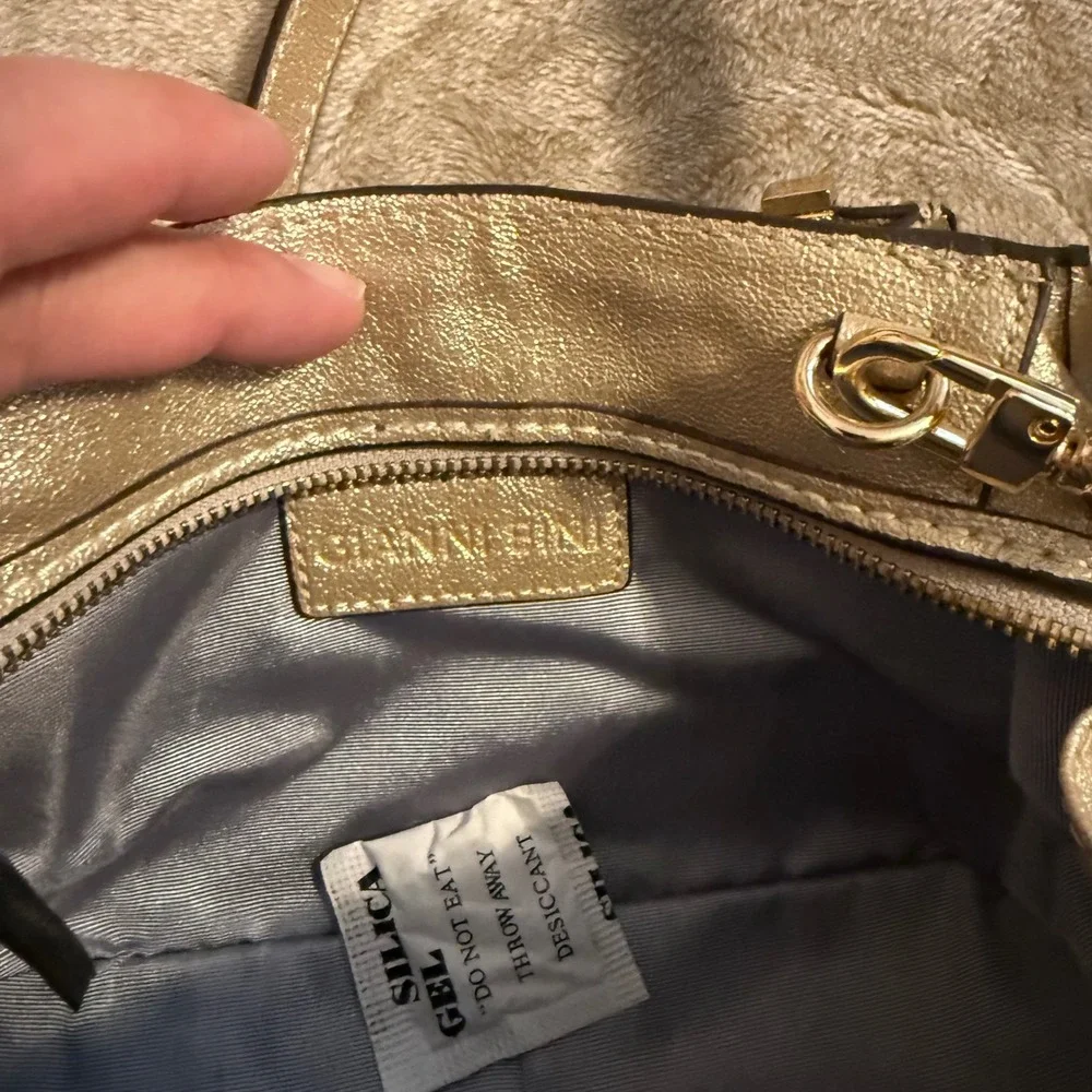 Gianni Bini Metallic Gold Mini Satchel Crossbody Handbag Gold Tone Hardware NEW